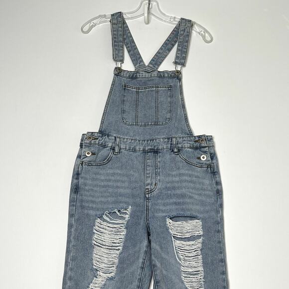 Dance and Marvel Distressed Bib Overalls Light Wash Womens Small - Picture 2 of 7